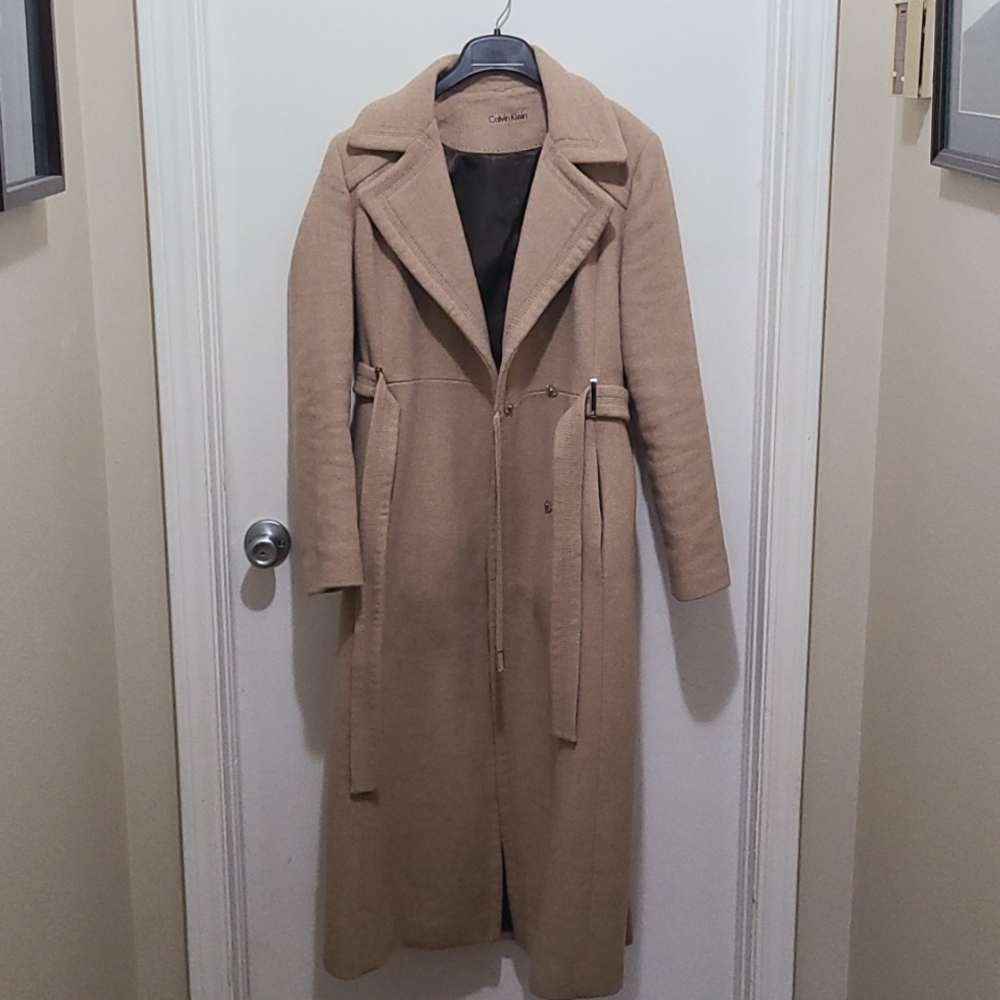 Calvin Klein, size 4, tan wool coat
